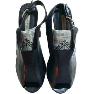 Black Peep-Toe Slingback Heels